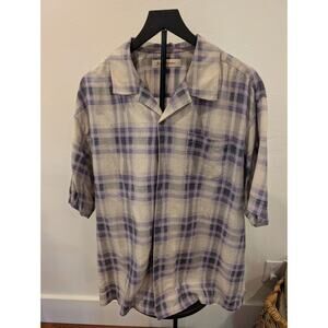 Tommy Bahama Men’s Shirt – 100% Silk – XL – Purple Plaid – Casual Resort Wear